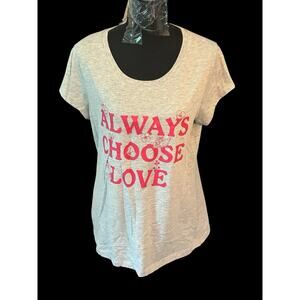 Wound Up Juniors “Always Choose Love” T- Shirt Gray/Pink Size XXL (19)